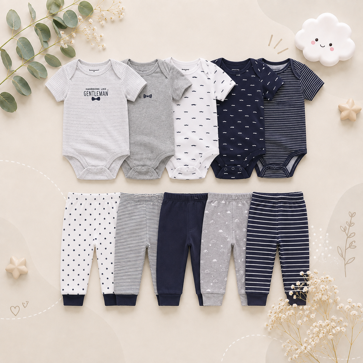 The Wyatt - Blue Gentlemen Unisex Rompers + Pants