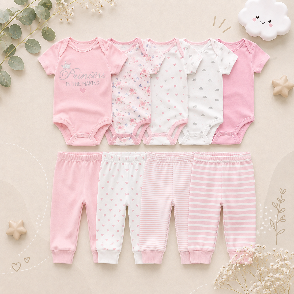 The Wyatt - Pink So Sweet 2 Unisex Rompers + Pants