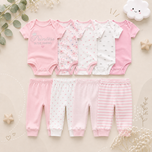 The Wyatt -Pink Princess Unisex Rompers + Pants