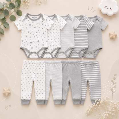 🎉BUNDLE DEAL! Enjoy the Everyday Romper Set + FREE 6‑Pair Socks Bonus!✨