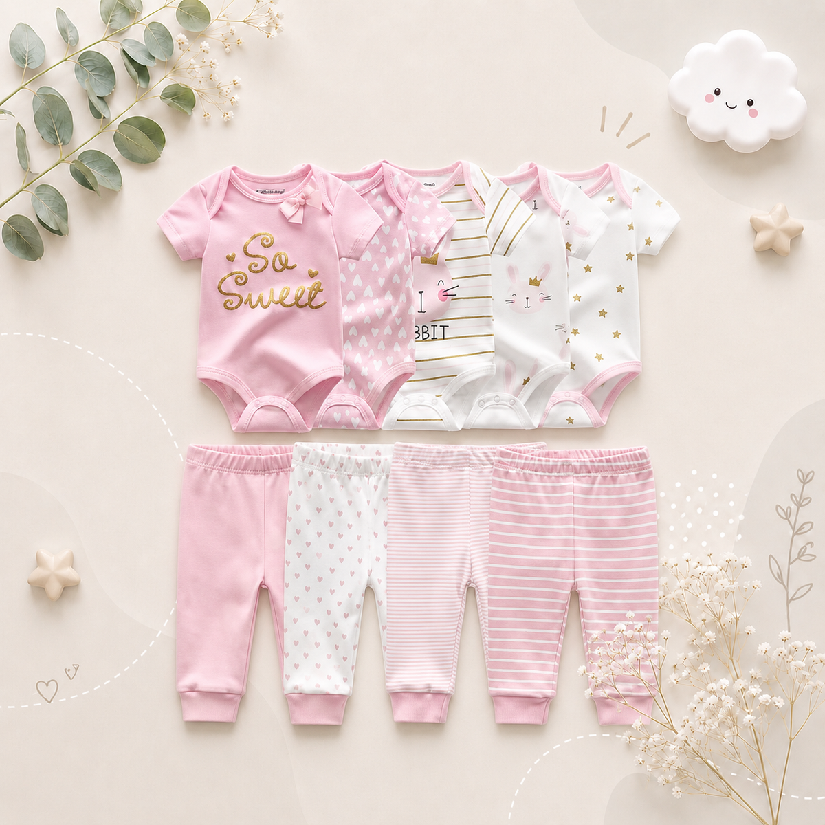 🎉BUNDLE DEAL! Enjoy the Everyday Romper Set + FREE 6‑Pair Socks Bonus!✨