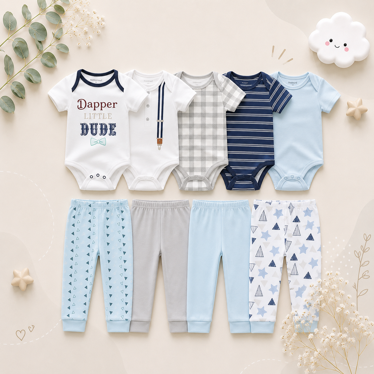 The Wyatt - Dapper Little Dude Unisex Rompers + Pants
