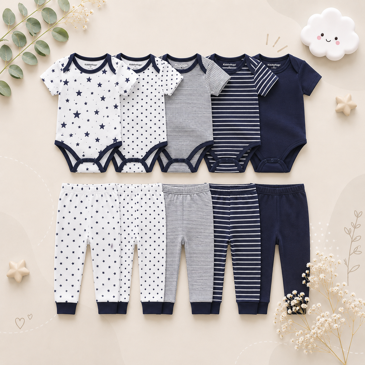The Wyatt - Blue Stars Unisex Rompers + Pants