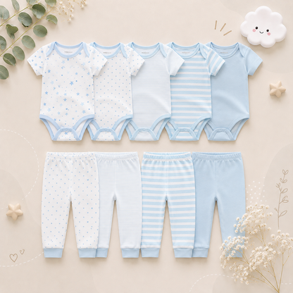 The Wyatt - Shades of Blue Unisex Rompers + Pants