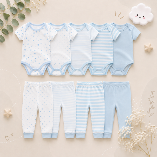 The Wyatt - Shades of Blue Unisex Rompers + Pants