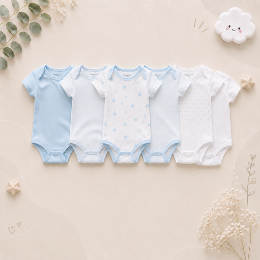 The Yen - 6pcs Unisex Romper/ Onesies - Shades of Blue Set