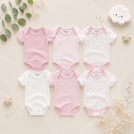 The Yen - 6pcs Unisex Romper/ Onesies - Shades of Pink Set