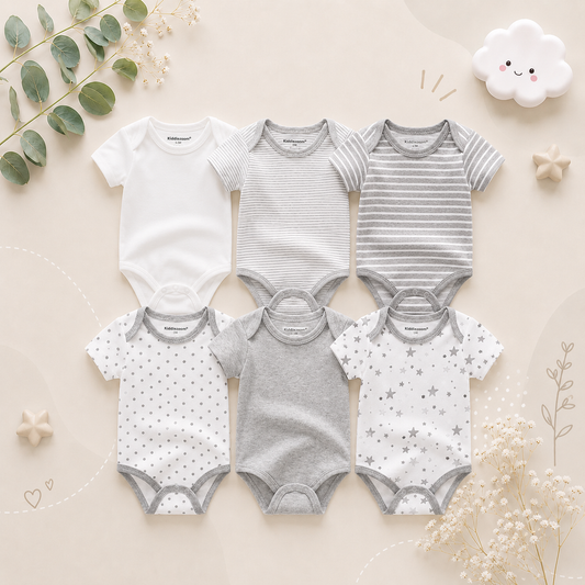 The Yen - 6pcs Unisex Romper/ Onesies - Shades of Grey Set