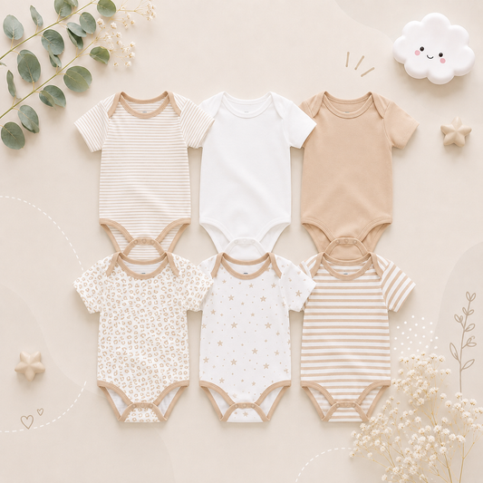 The Yen - 6pcs Unisex Romper/ Onesies - Shades of Brown Set
