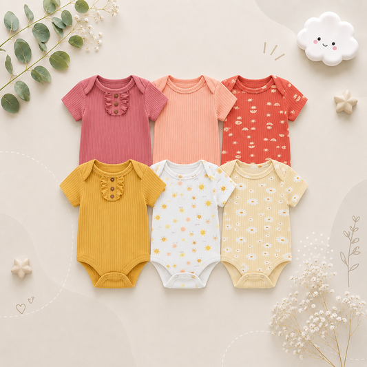 The Yen - 6pcs Unisex Romper/ Onesies - Plain Colours 2 Set