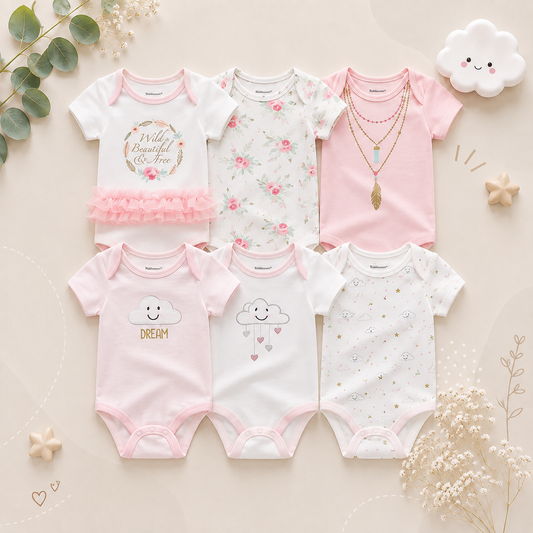 The Yen - 6pcs Unisex Romper/ Onesies - Pink Dream Set