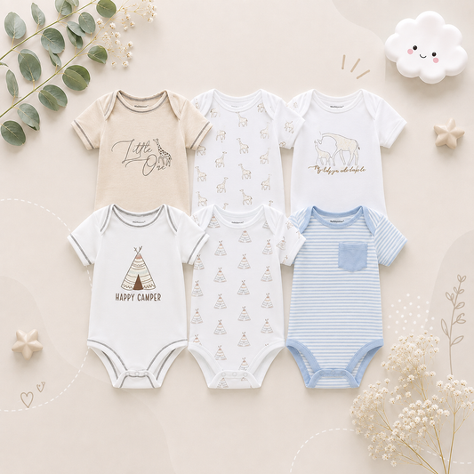 The Yen - 6pcs Unisex Romper/ Onesies - Happy Camper Set