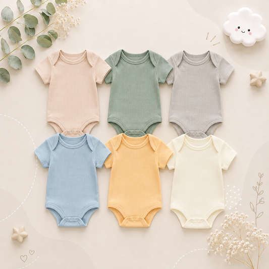 The Yen - 6pcs Unisex Romper/ Onesies - Plain Colours Set