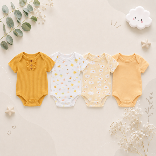 The Avery - 4pcs Unisex Rompers/ Onesies - Yellow Set