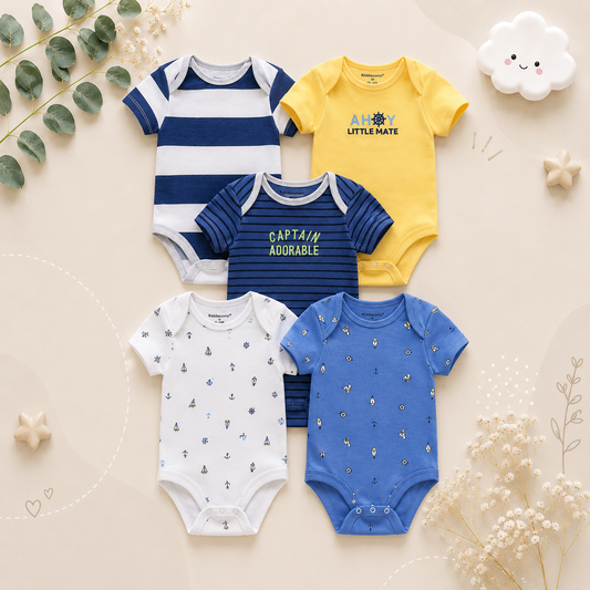 The Zena - 5pcs Unisex Cotton Rompers - Captain Adorable Set