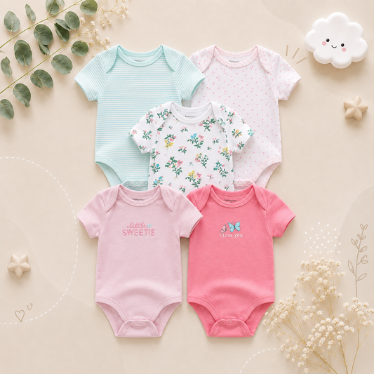 The Zena - 5pcs Unisex Cotton Rompers - I Love You Butterfly Set