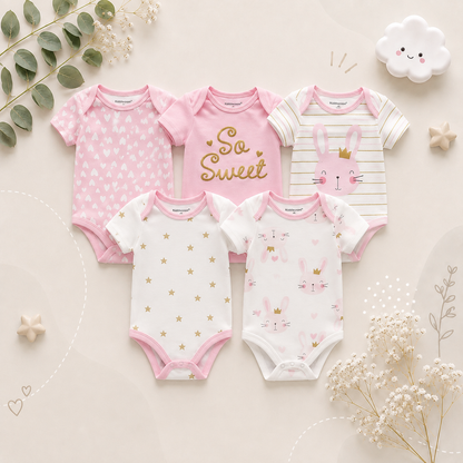 The Zena - 5pcs Unisex Cotton Rompers - So Sweet Set