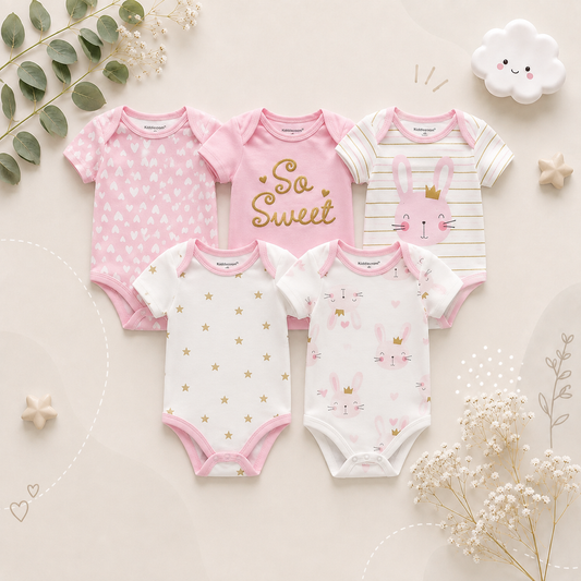 The Zena - 5pcs Unisex Cotton Rompers - So Sweet Set