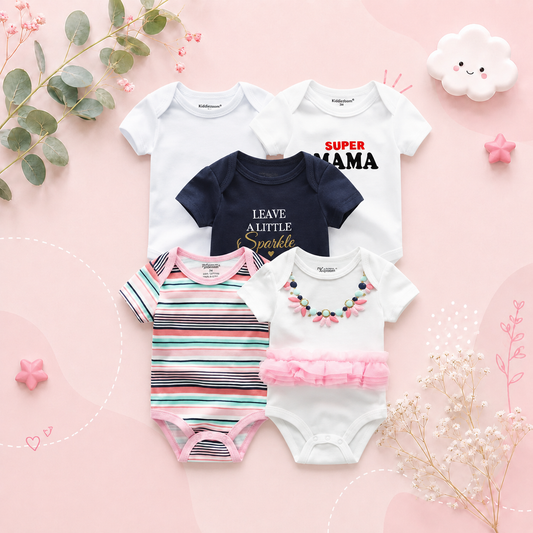 The Zena  - 5pcs Unisex Cotton Rompers - Leave A Little Sparkle Set