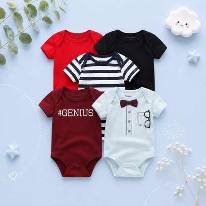 The Zena - 5pcs Unisex Cotton Rompers - Genius Set
