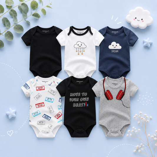 The Zena - 5pcs Unisex Cotton Rompers - Music Print Set