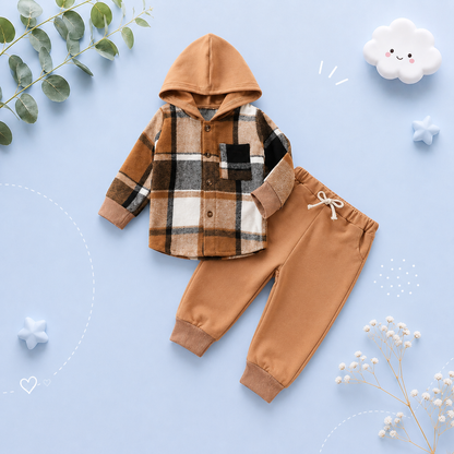 The Dutton - Brown Plain Hooded Top + Solid Colour Pants