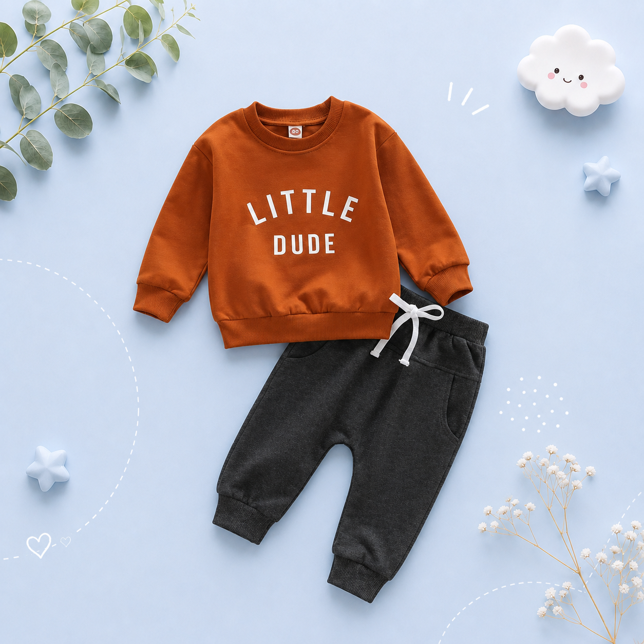 The Hugo - Letter Print Sweatshirt Tops + Pants