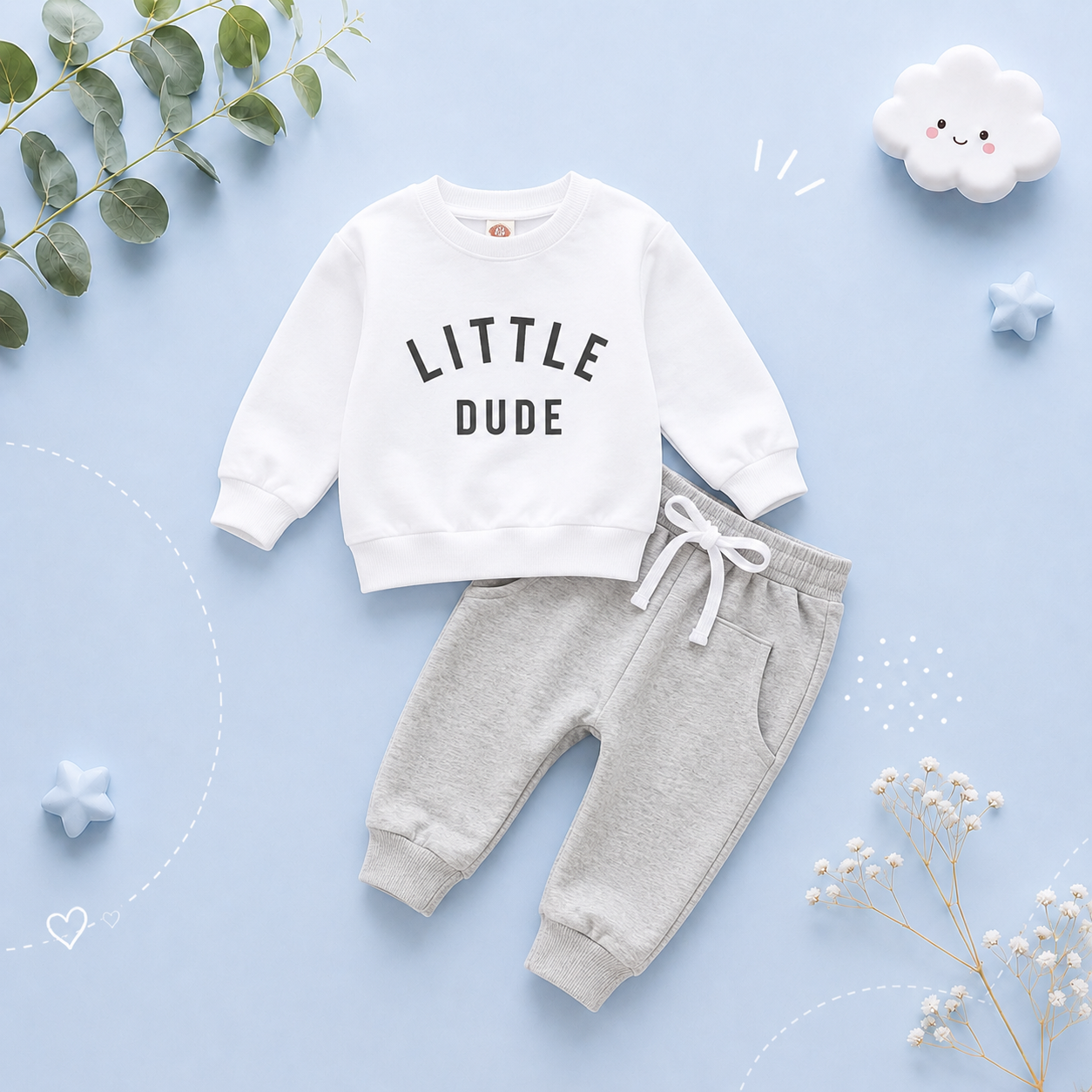 The Hugo - Letter Print Sweatshirt Tops + Pants