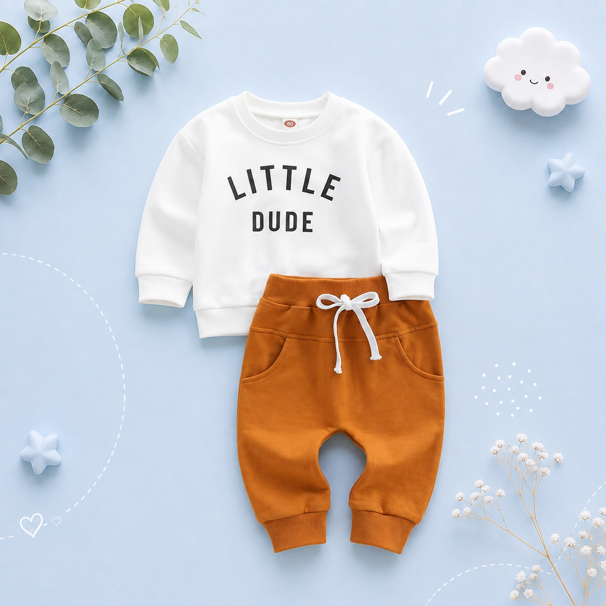 The Sebastian - Baby Boy Letter Long Sleeve + Pants