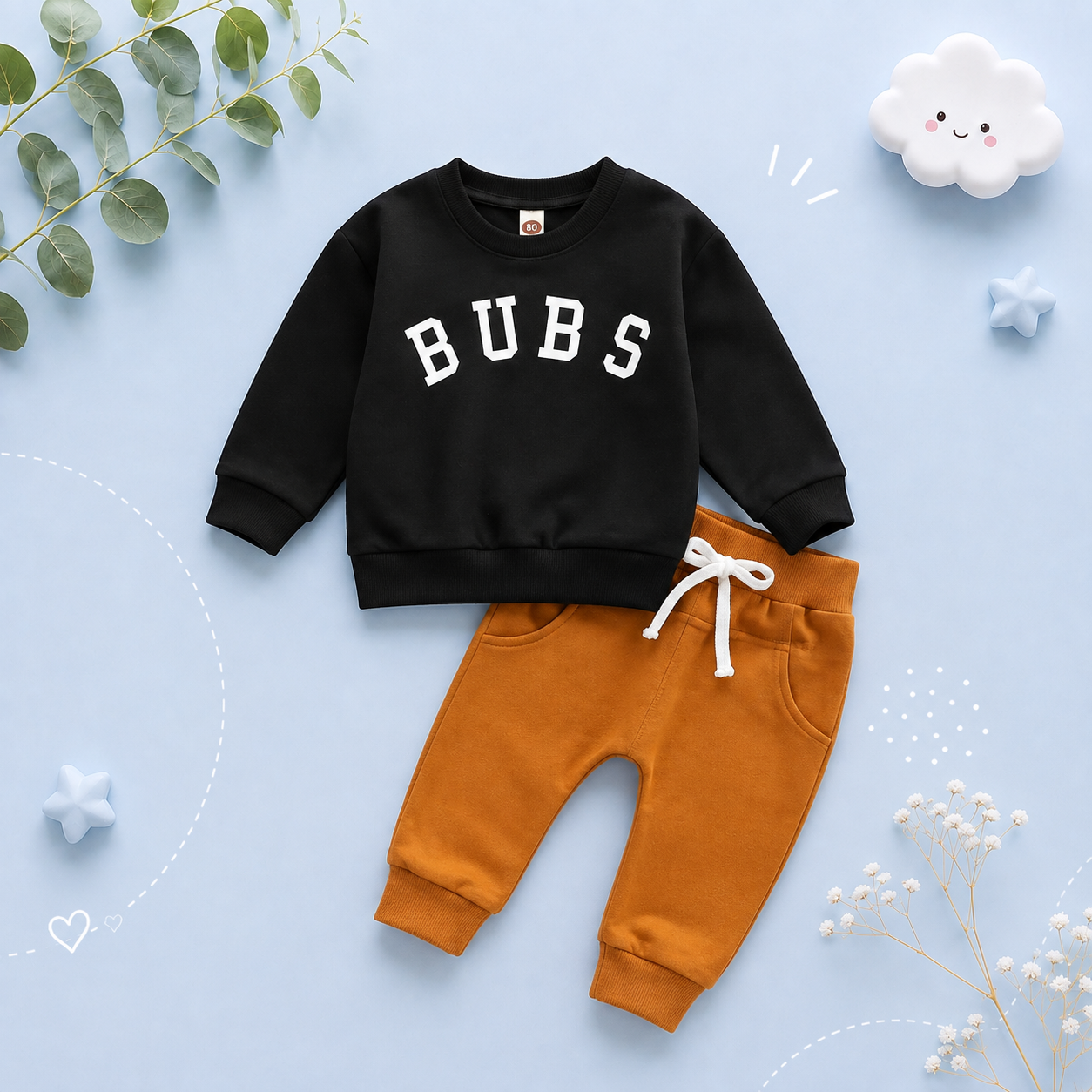 The Sebastian - Baby Boy Letter Long Sleeve + Pants