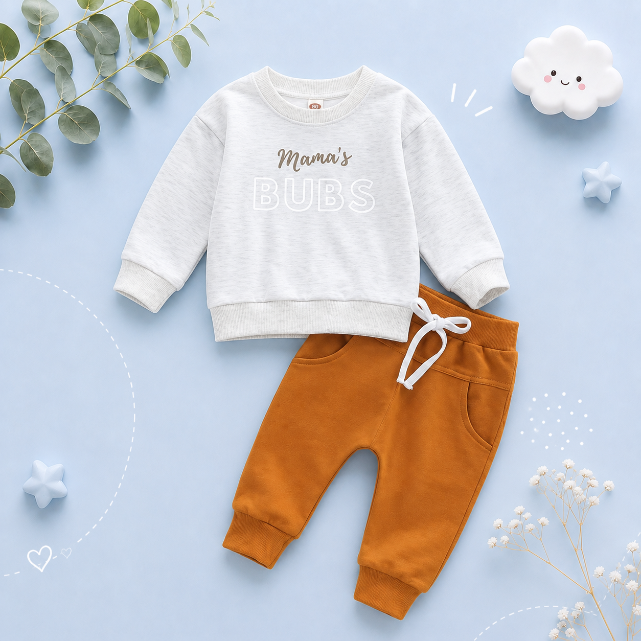 The Sebastian - Baby Boy Letter Long Sleeve + Pants