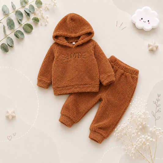 The Milo - Unisex Baby Cat Embroidered Fur Tops + Pants