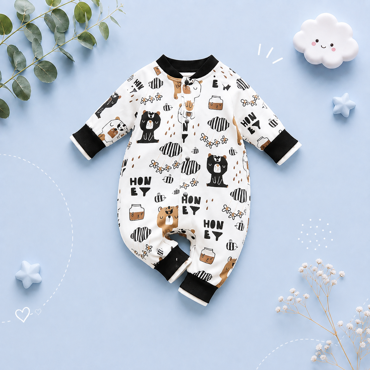 The Bryson - Baby Unisex Brown Bear Cartoon Jumpsuit