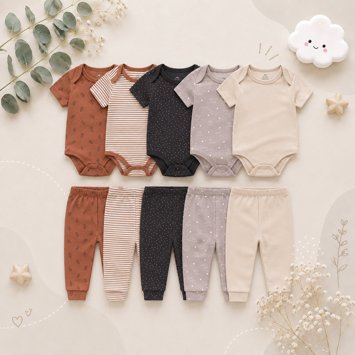🎉BUNDLE DEAL! Enjoy the Everyday Romper Set + FREE 6‑Pair Socks Bonus!✨