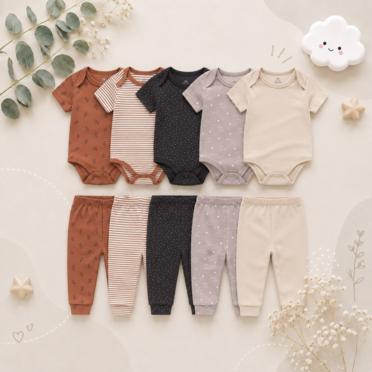 The Wyatt - Shades of Brown Unisex Rompers + Pants