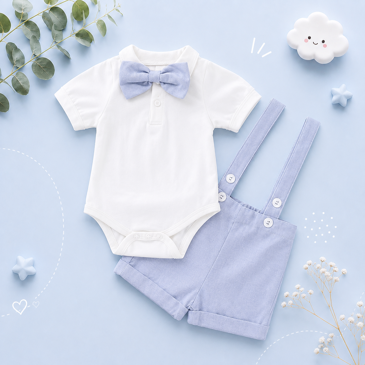 The Dereck - Baby Boy Formal Suit Gentleman Romper + Suspenders Shorts