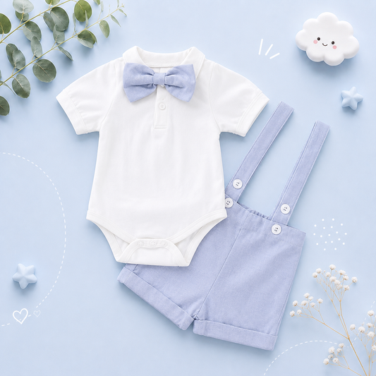 The Dereck - Baby Boy Formal Suit Gentleman Romper + Suspenders Shorts