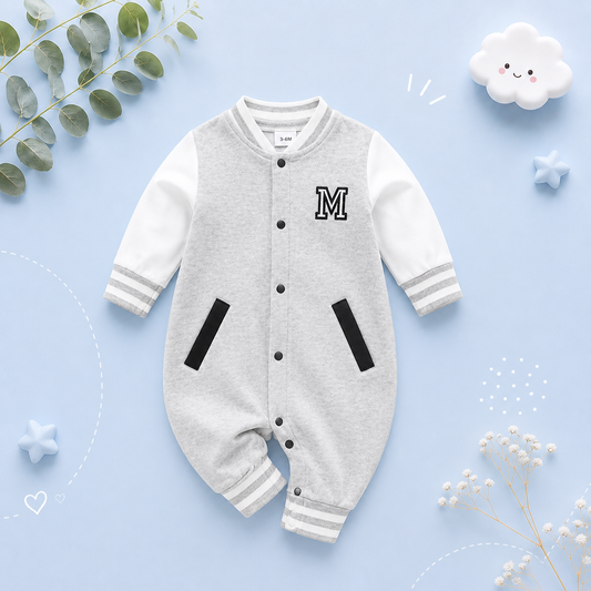 The Ian - Baby Boy Baseball Boston Cotton Long Sleeve Footies Bodysuit