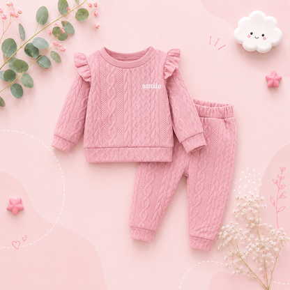The Brianna -  Baby Girl Solid Colour Sweatshirt Tops + Pants + Headband