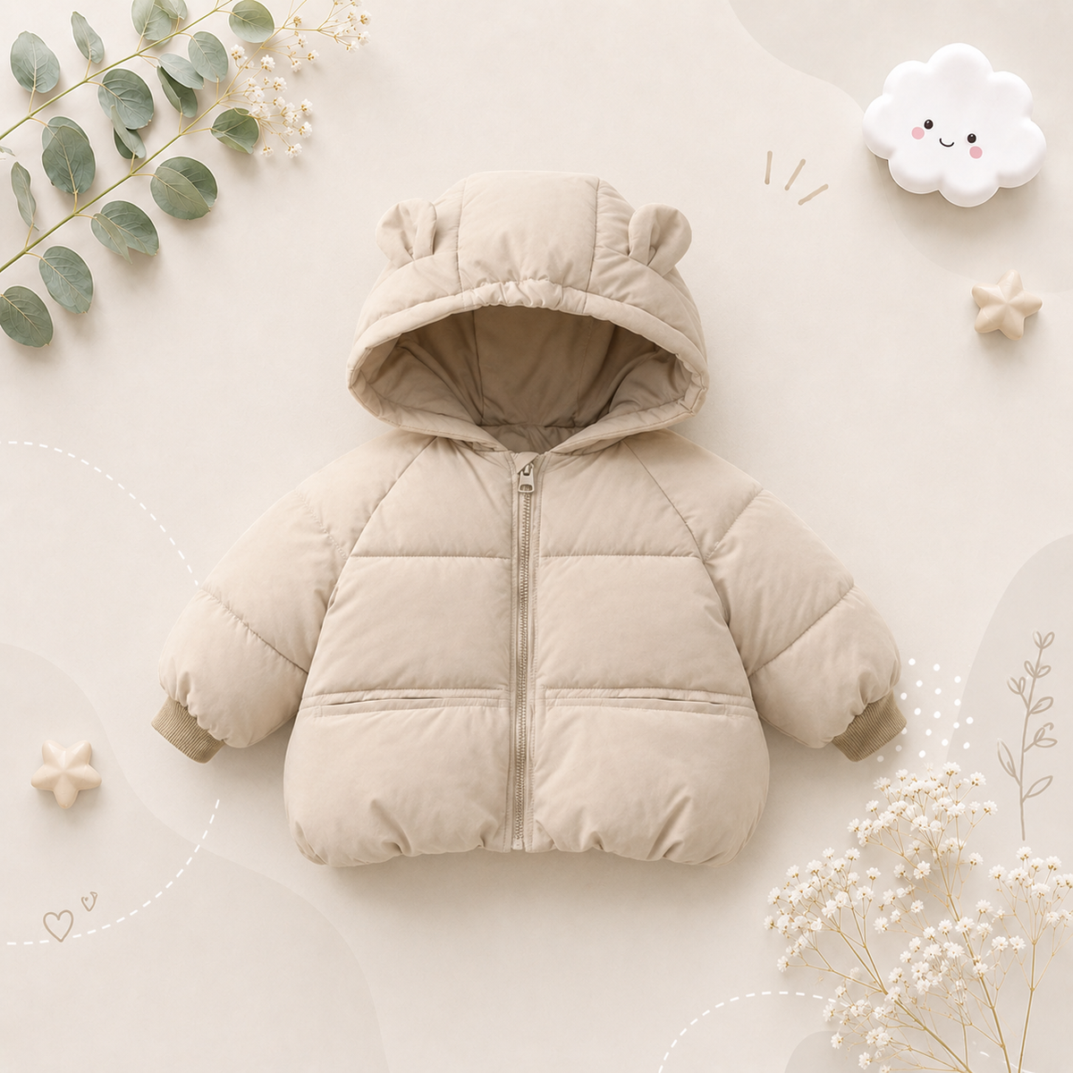 The Hudson - Baby Winter Hooded Cotton Jacket Thick Plush Warm Coat Outerwear