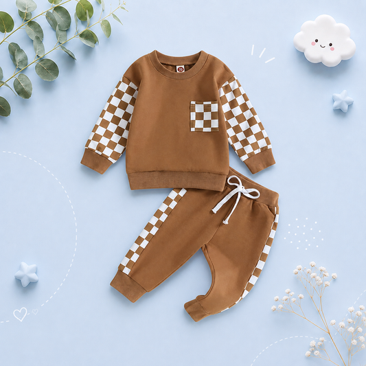 The Austin - Baby Boy Checkerboard  Sweatshirt + Pants