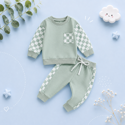The Austin - Baby Boy Checkerboard  Sweatshirt + Pants
