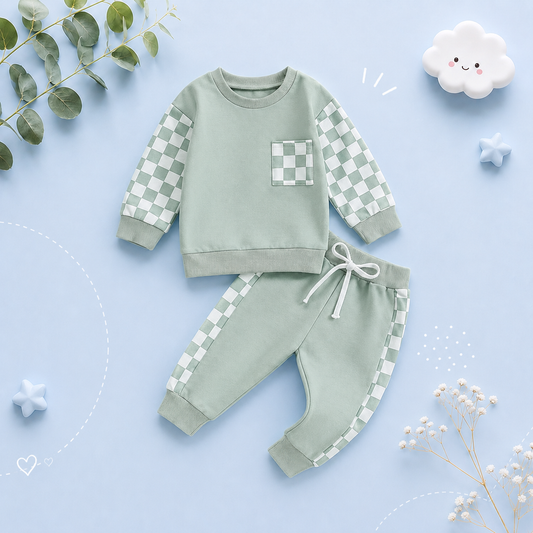 The Austin - Baby Boy Checkerboard  Sweatshirt + Pants