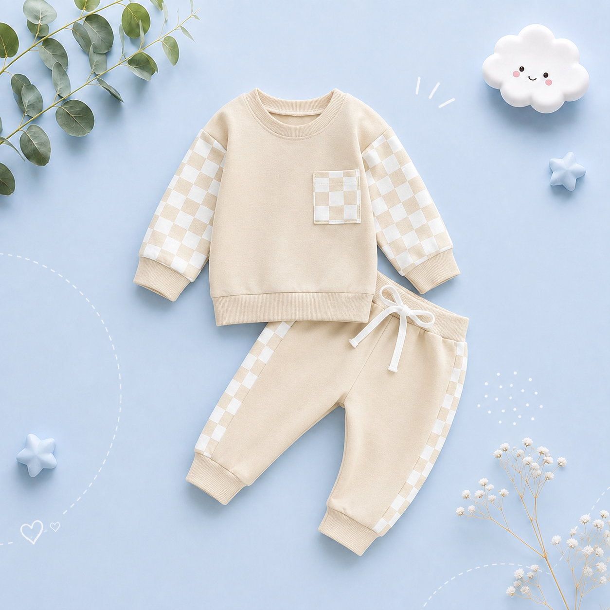 The Austin - Baby Boy Checkerboard  Sweatshirt + Pants