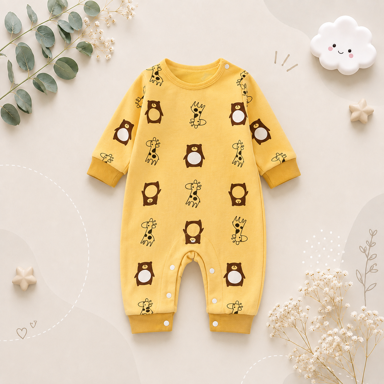 The Axel - Newborn Baby 100% Cotton Romper Long Sleeve Soft Spring Autumn Outfit