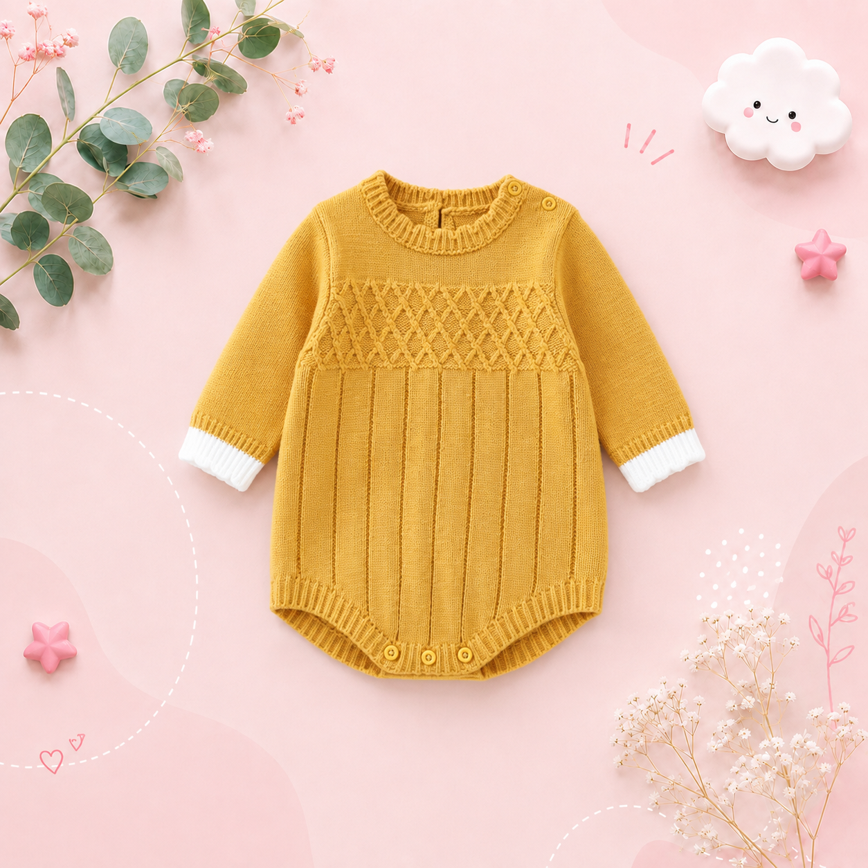 The Josiah - Infant Unisex Knit Long Sleeve Bodysuit One Piece Romper Outfit