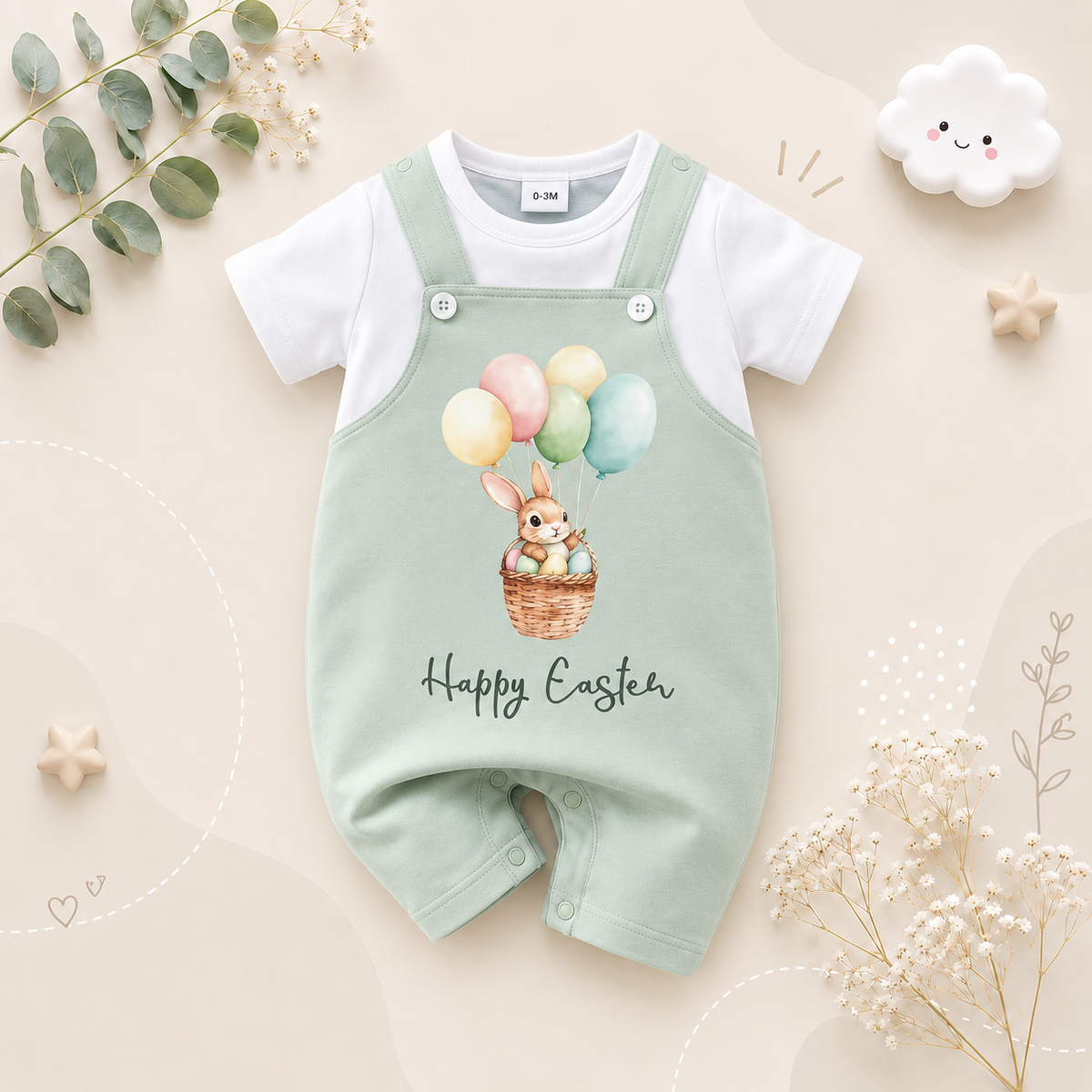 The Lochlan - Newborn Baby Easter Bunny Romper Short Sleeve Summer Outfit