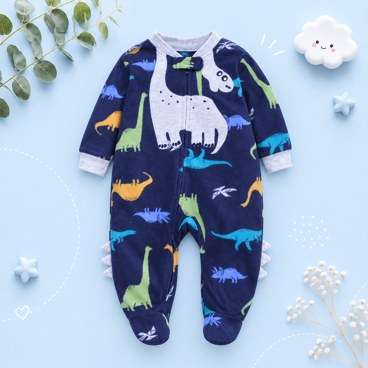The Hassan - Newborn Baby Fleece Romper Animal Zipper Jumpsuit Spring Autumn Outfit