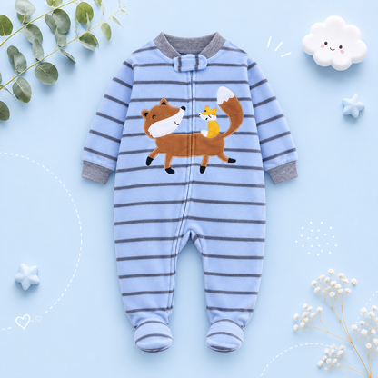 The Hassan - Newborn Baby Fleece Romper Animal Zipper Jumpsuit Spring Autumn Outfit