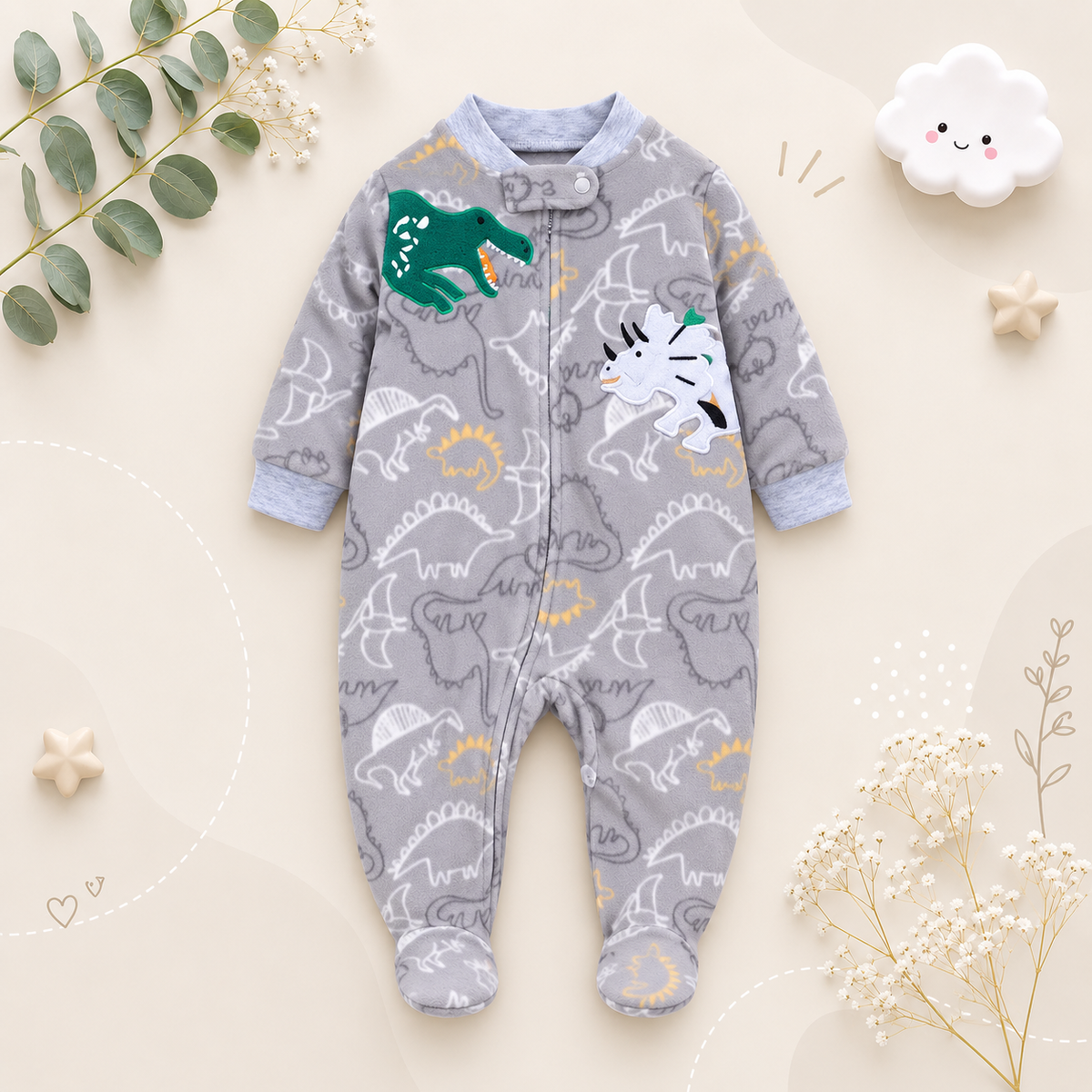 The Hassan - Newborn Baby Fleece Romper Animal Zipper Jumpsuit Spring Autumn Outfit